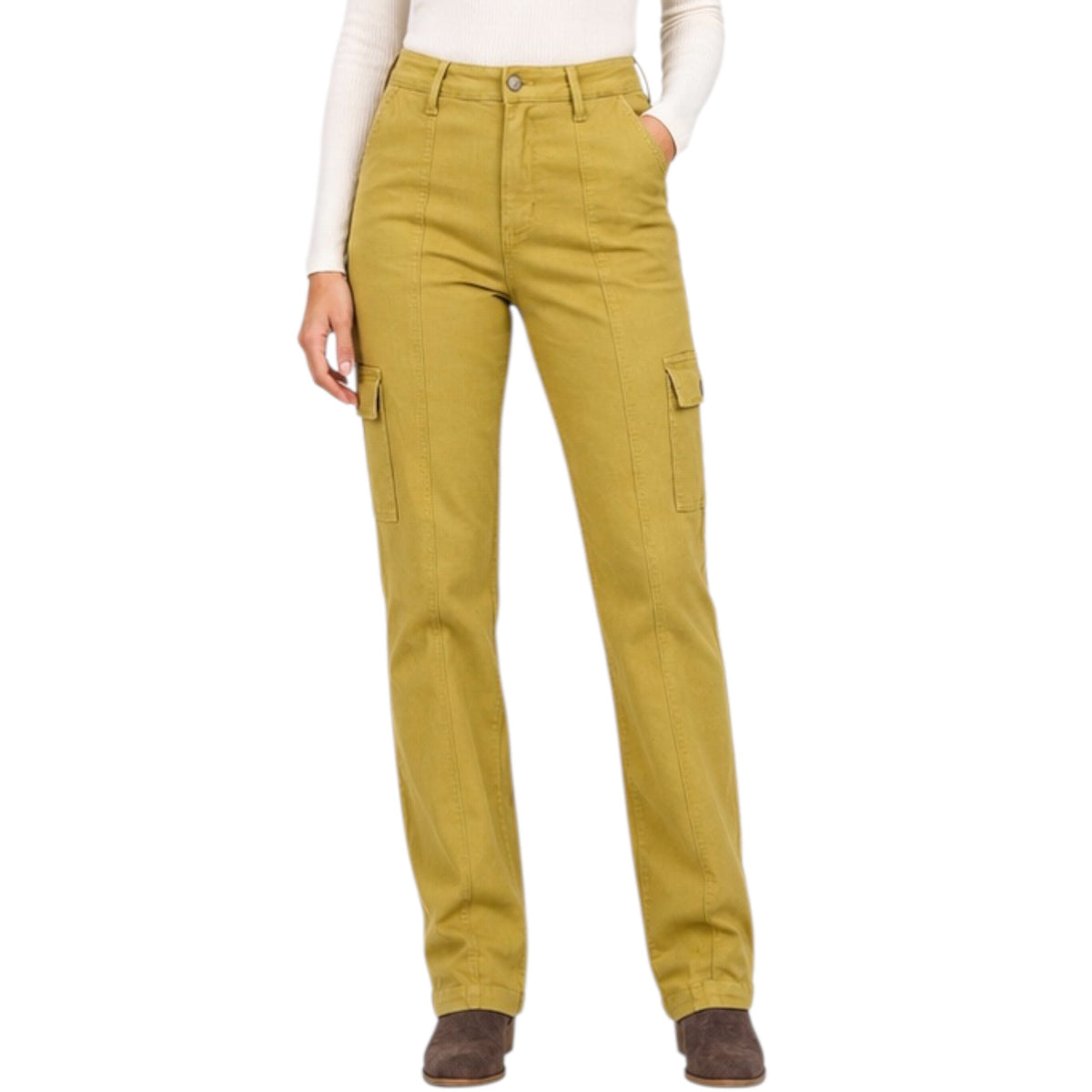 Judy Blue JB88842 Matcha H/W Garment Dyed Cargo Straight