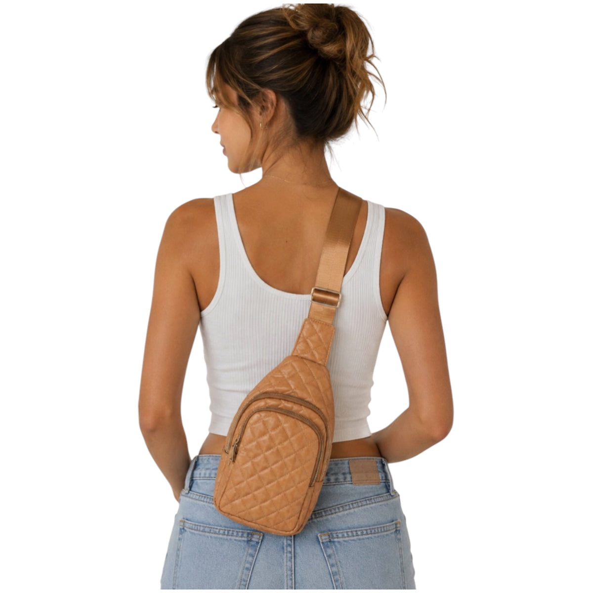 Beige Quilted Crossbody Bag