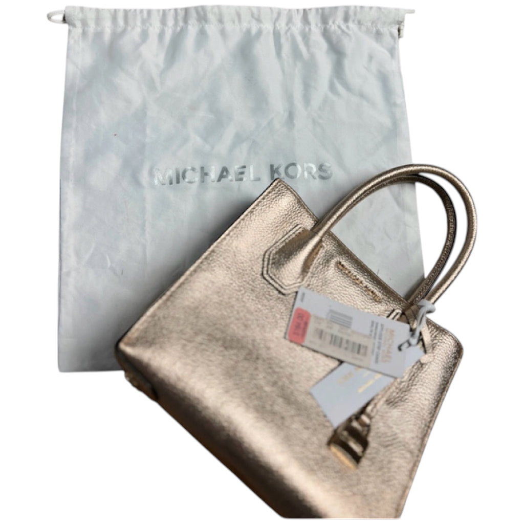 Michael Kors The Mercer Gold Metallic Leather Handbag-RF