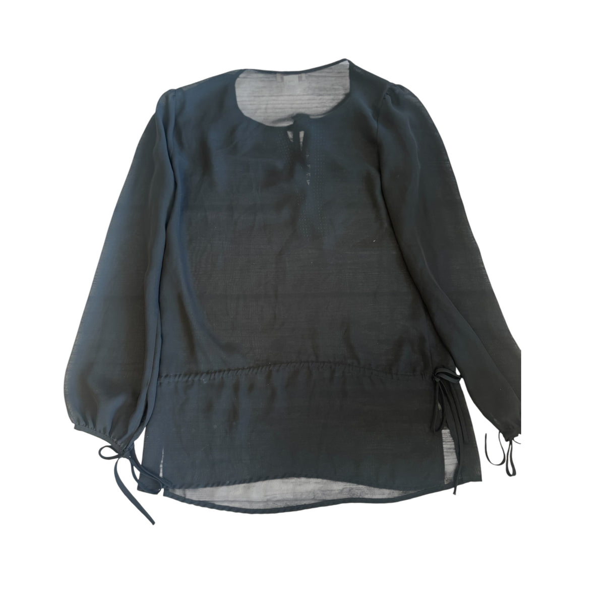 Meghan Noland Black Sheer Long Sleeve Blouse Size Small - RF