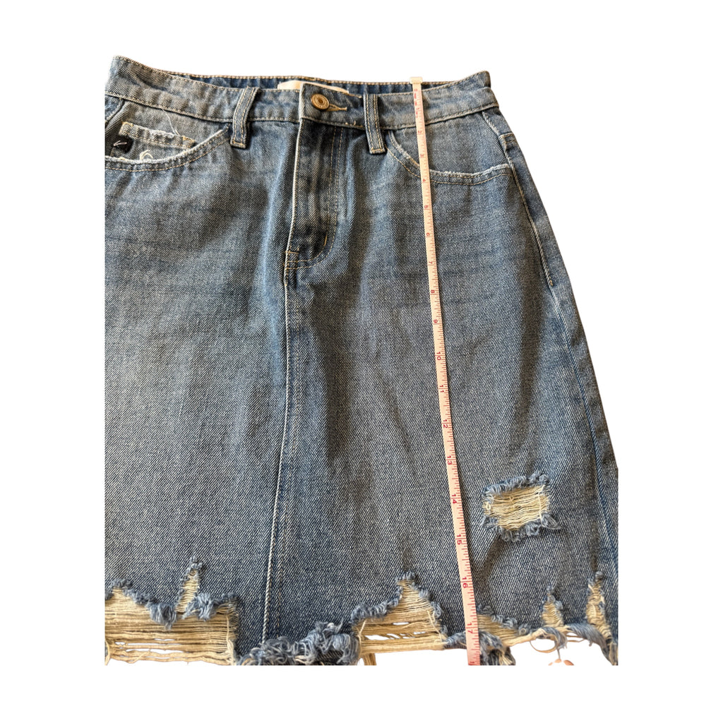 KanCan Denim Skirt with Distressing Size Small-RF