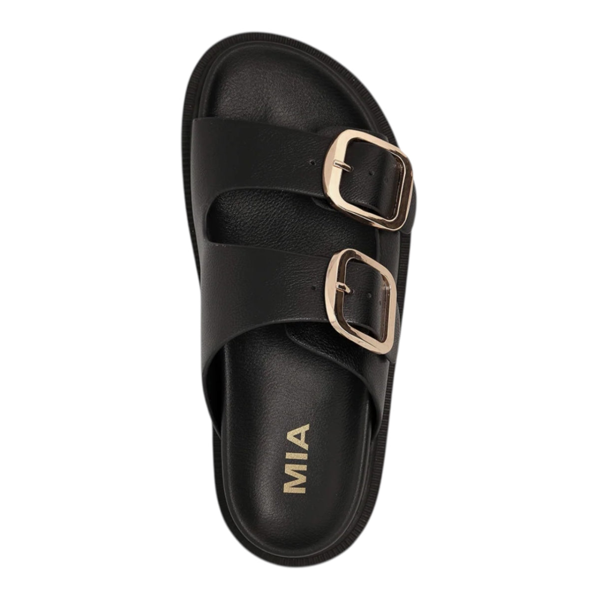 MIA Black Sandal With Gold Accent