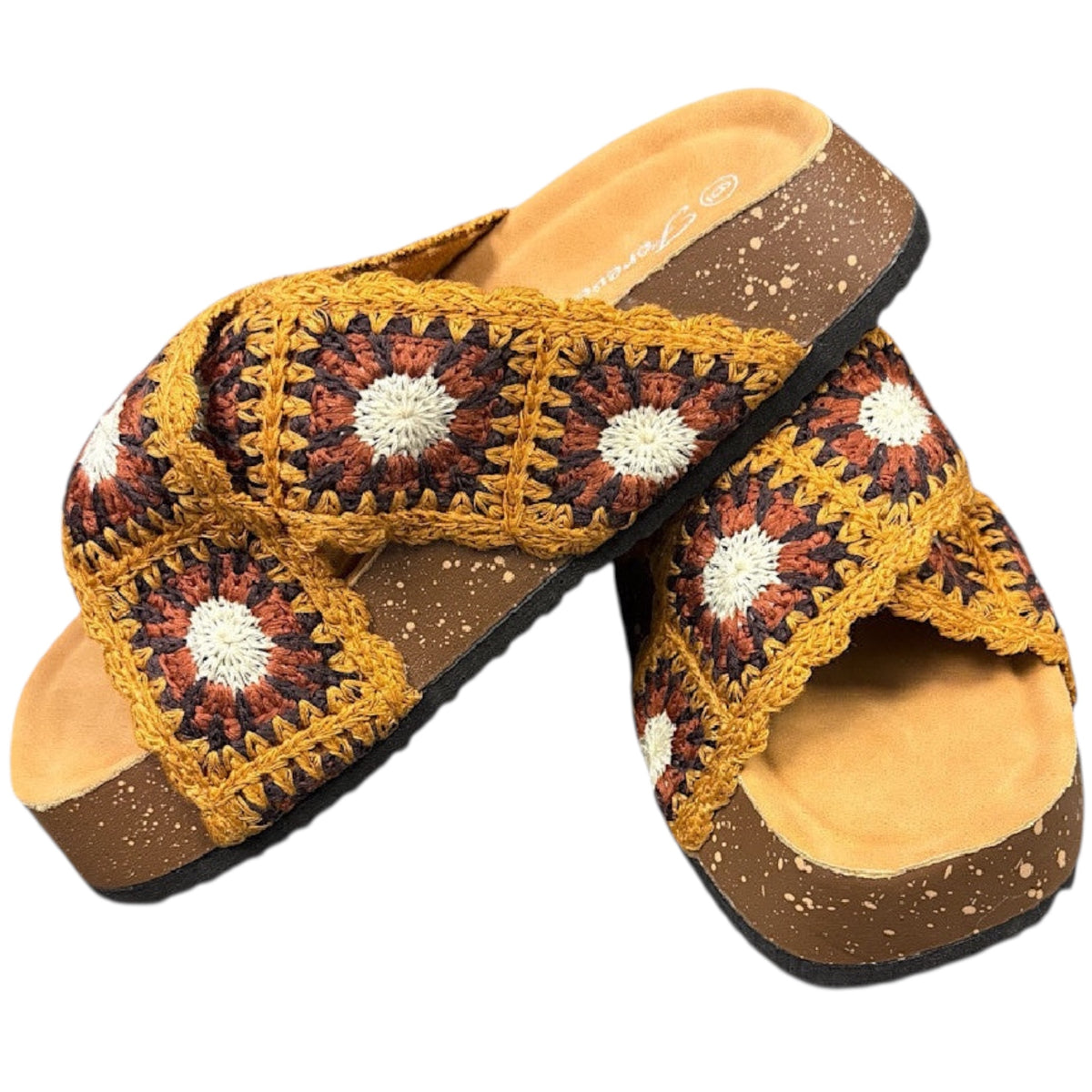 Tan Crochet Platform Sandals