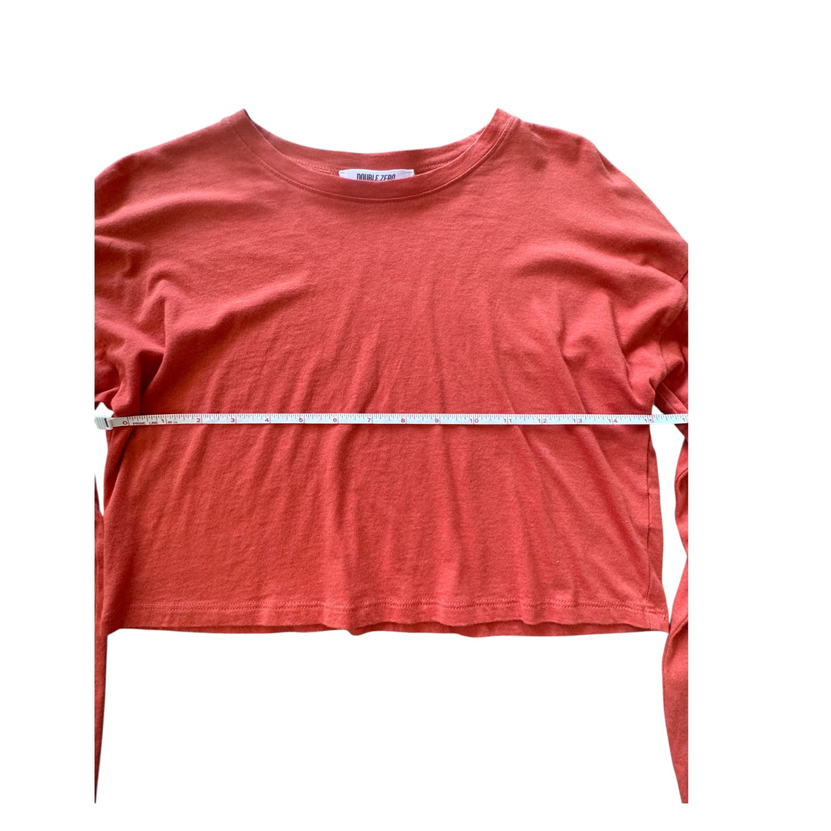 Double Zero Bright Orange Long Sleeve Crop Top Size Small - RF