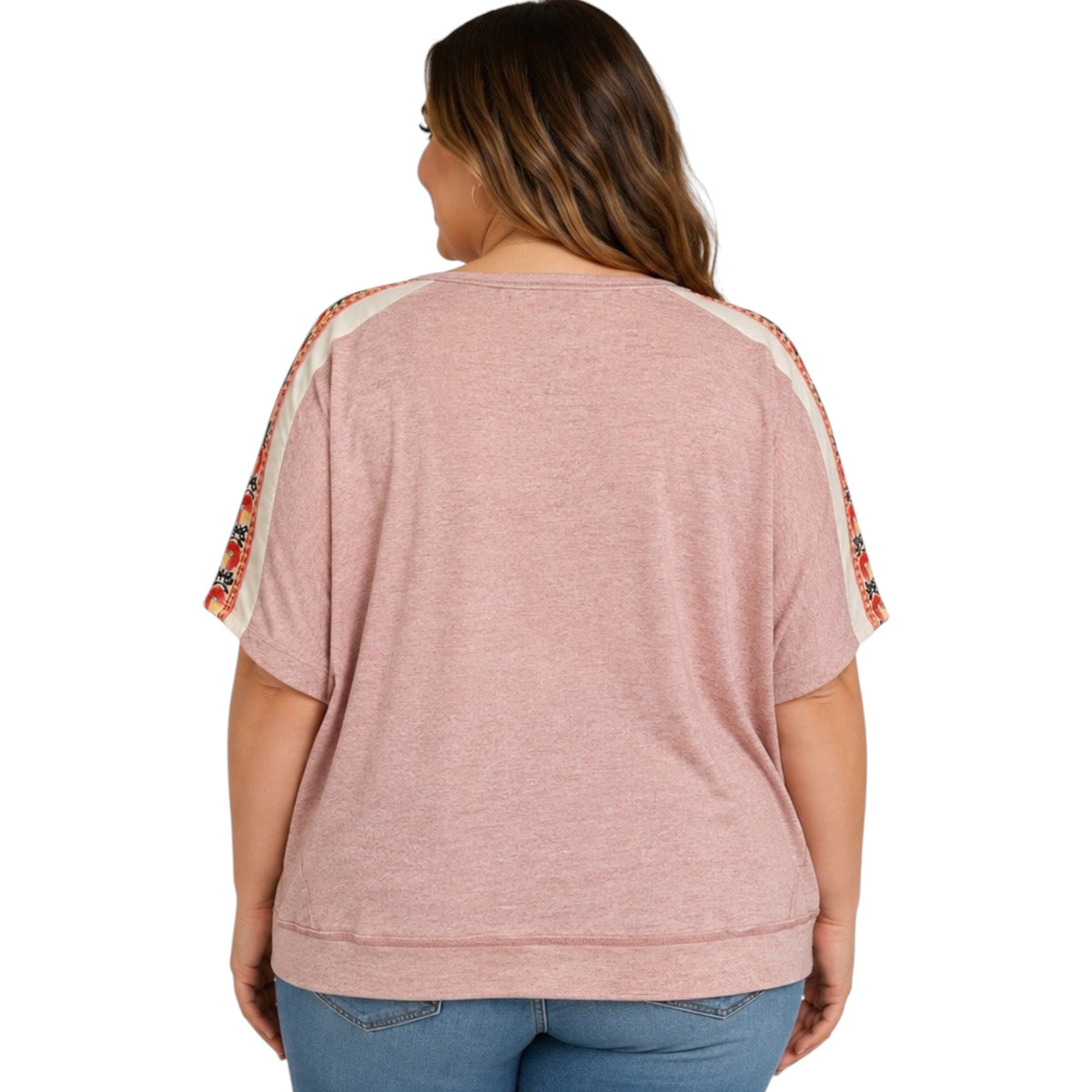 Plus Heather Pink Slub Knit Dolman Top