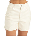 Cream Leather High Waisted Shorts
