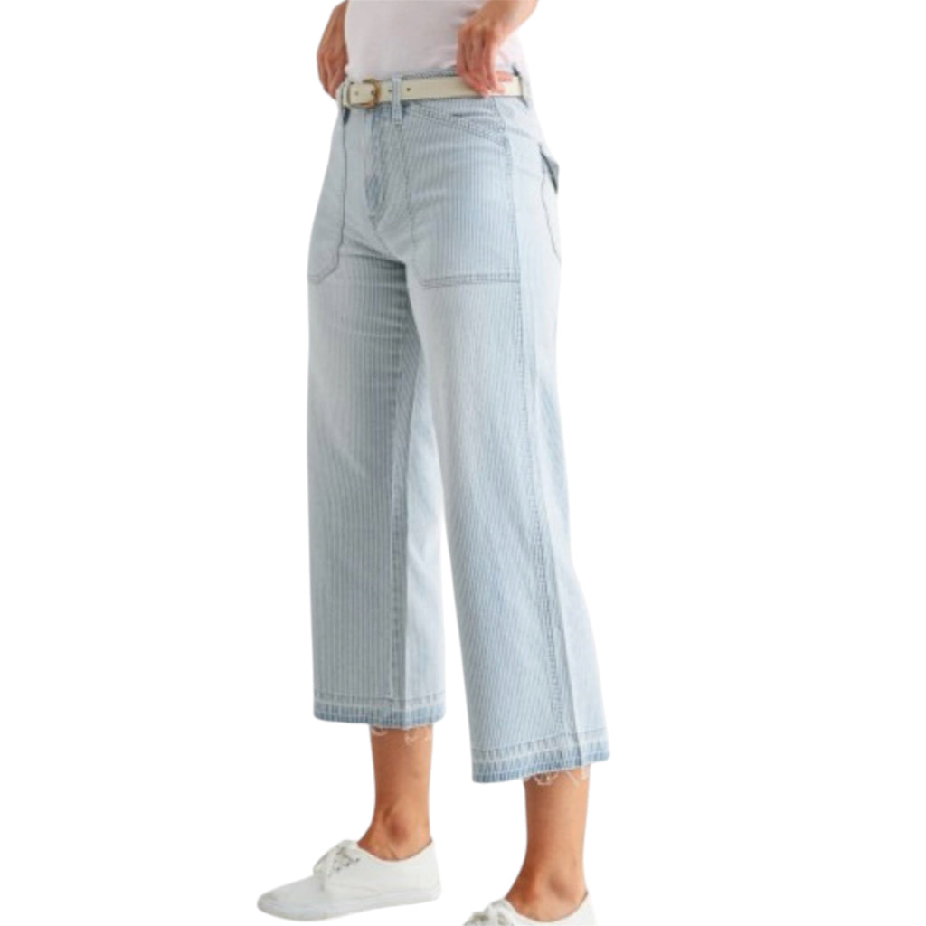 MICA MDP-W3914B High Rise Wide Leg Cropped Stripe