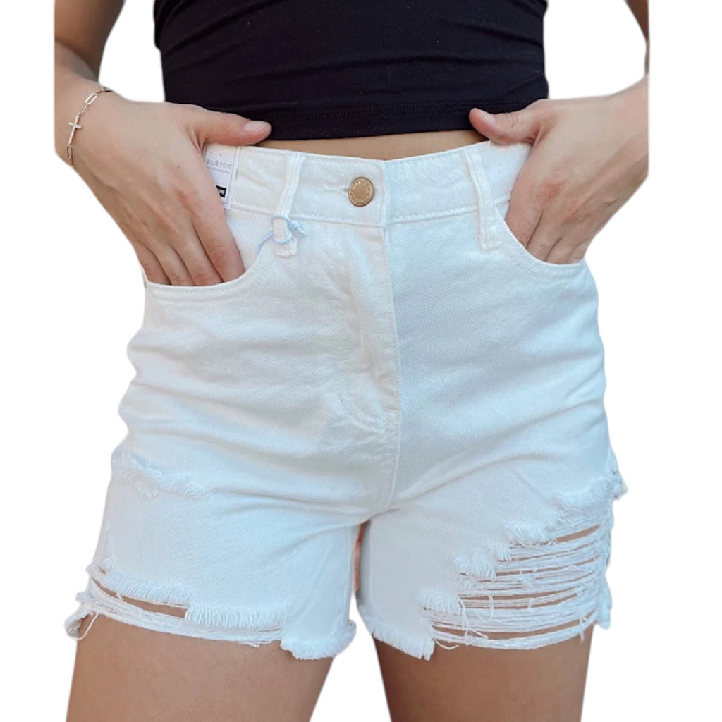 JB150264 White H/W Rigid Magic Destroy Shorts