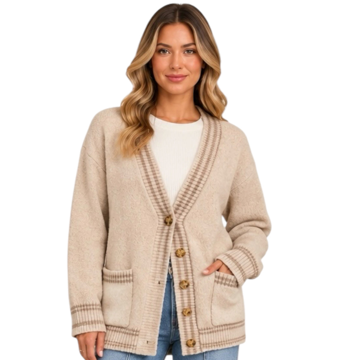 Heathered Island Button Front Cardigan