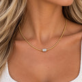 MX 14K Gold Plated Box Chain Barrel Pendant Necklace
