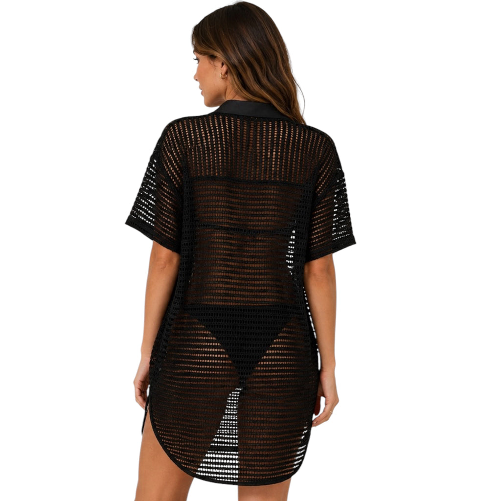 Black Over Sized Tunic Short Sleeve Top