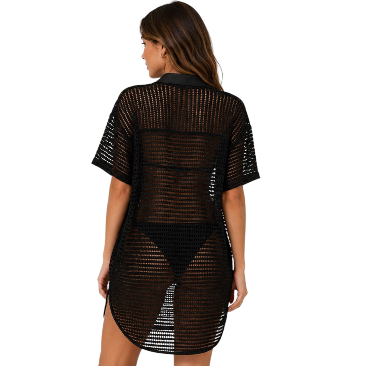 Black Over Sized Tunic Short Sleeve Top