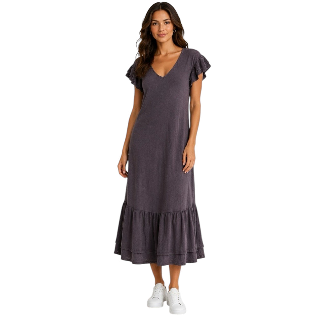 Z Supply Zella Cotton Slub Midi Dress Shadow