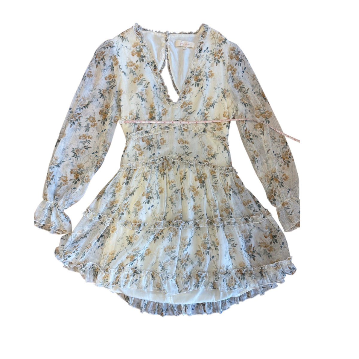 Fanco White Floral Long Sleeve Dress Size M - RF