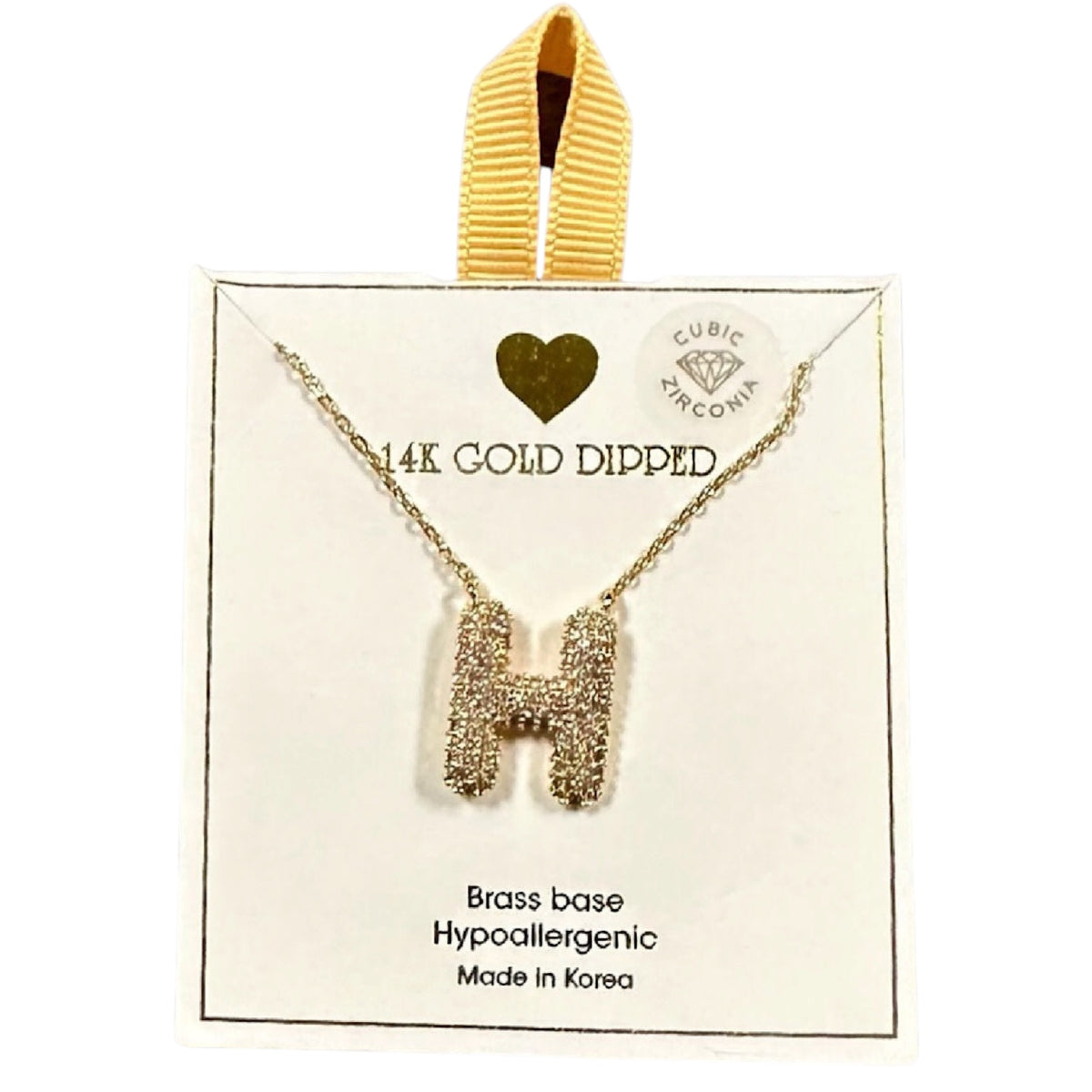 Yellow Ribbon Initial Necklace