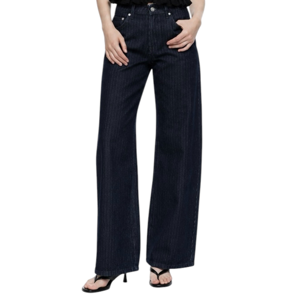 oneso OSOX024 Dark Blue Mid Rise Barrel Jean