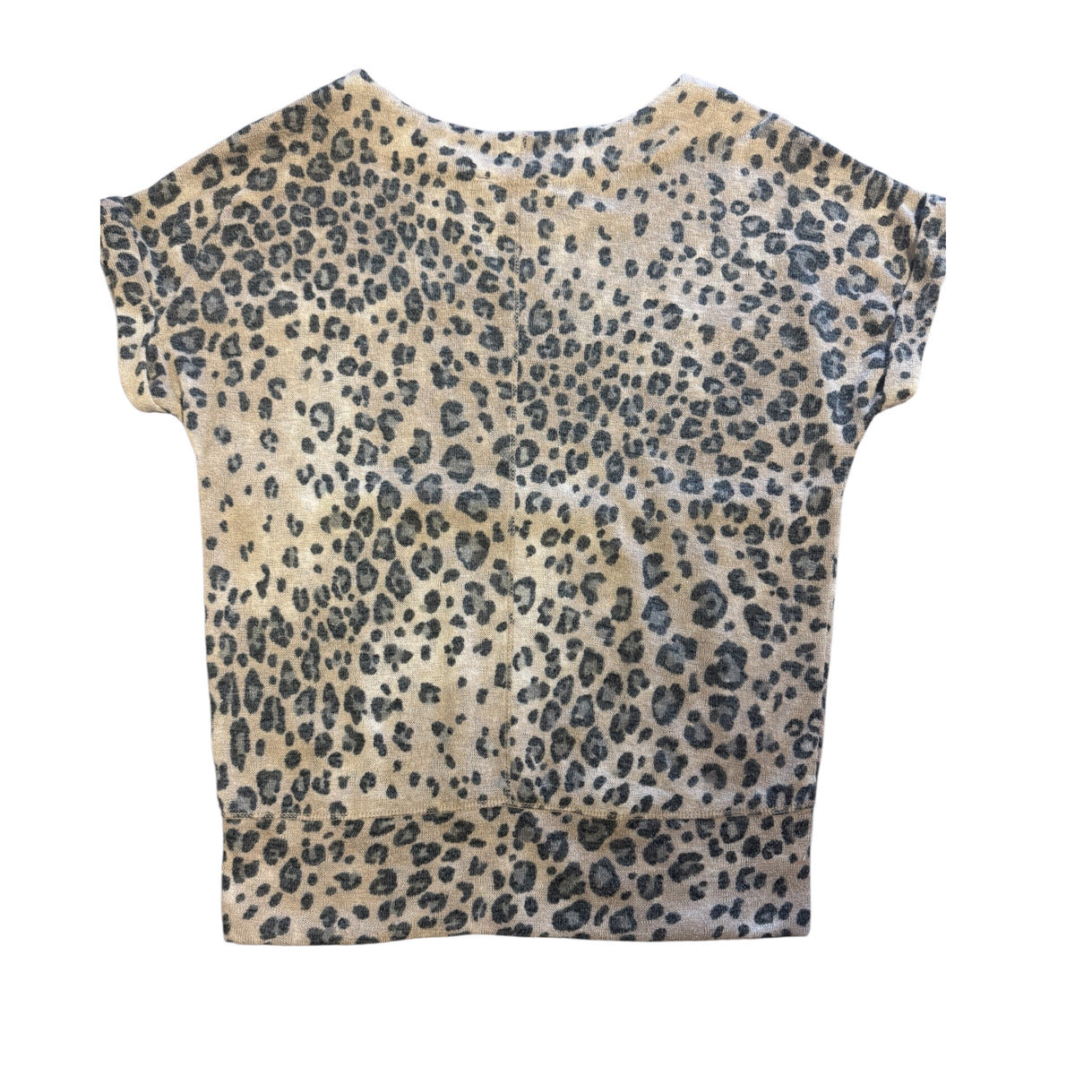 Andrea By Unit Tan Leopard Blouse Short Sleeve Top Size S-RF