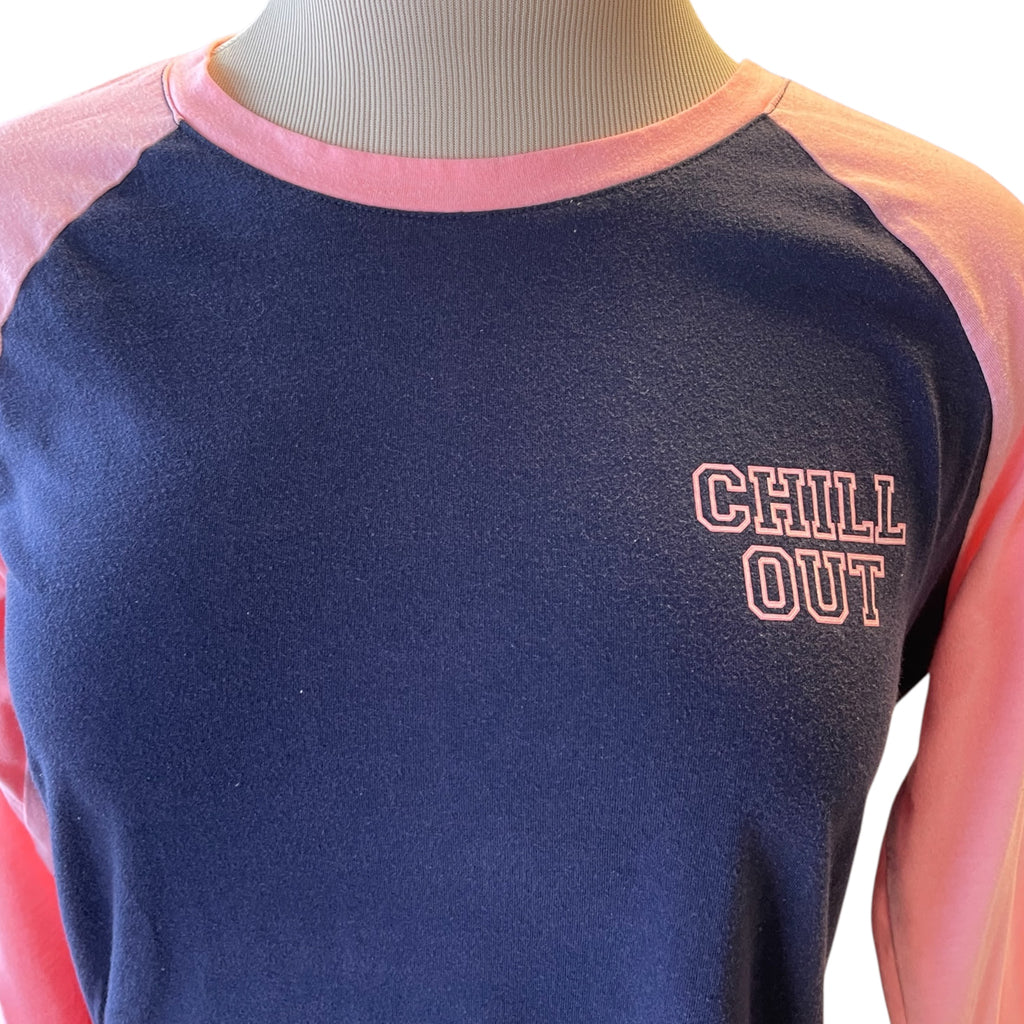 Sleep Chic Navy & Pink Long Sleeve Top Size M - RF