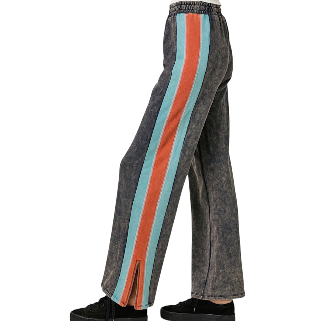 Navy Color Block Terry Pants