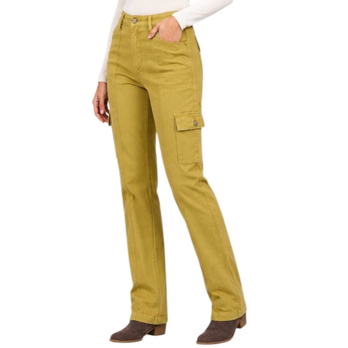 Judy Blue JB88842 Matcha H/W Garment Dyed Cargo Straight