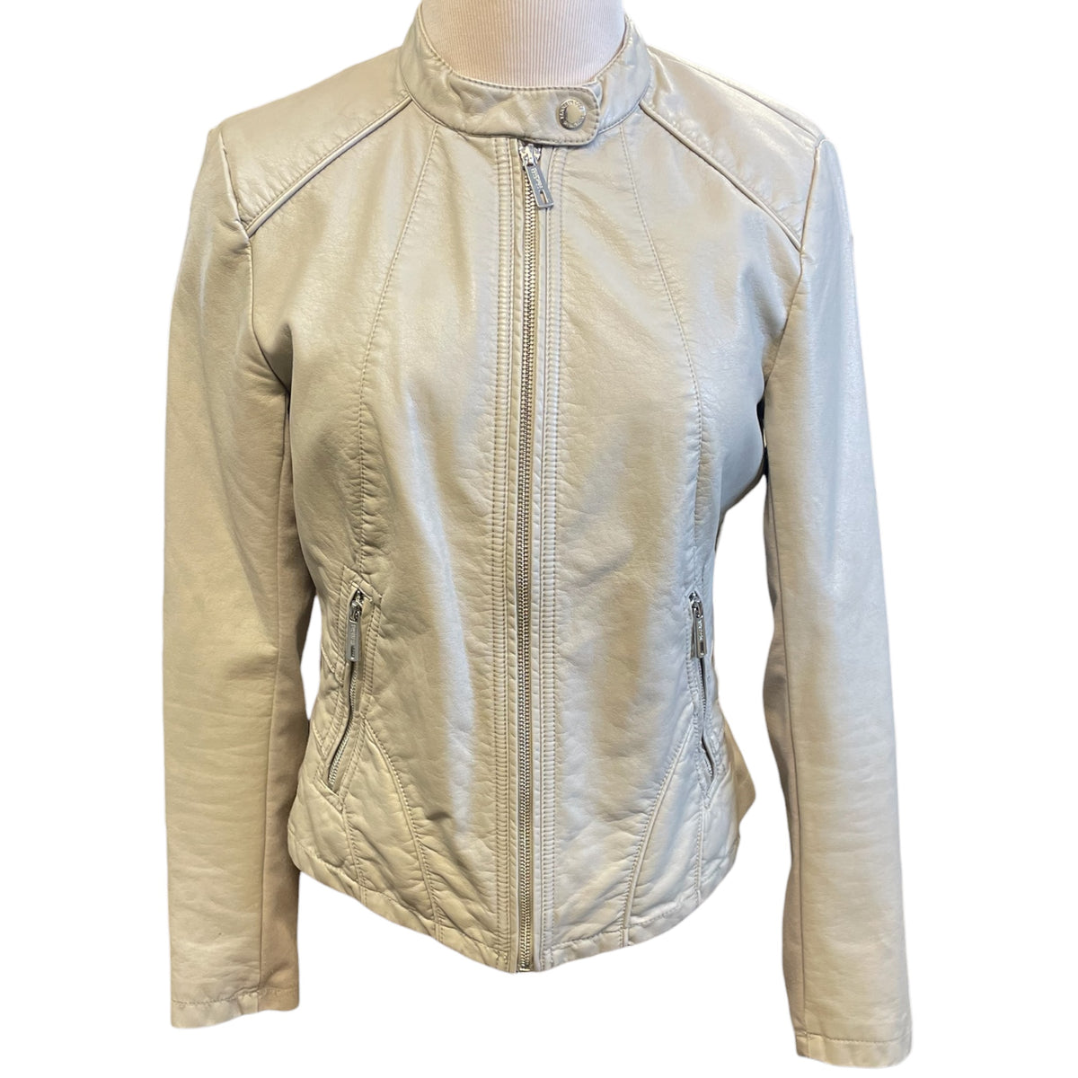 Kenneth Cole Light Taupe Leather Jacket Size S - RF