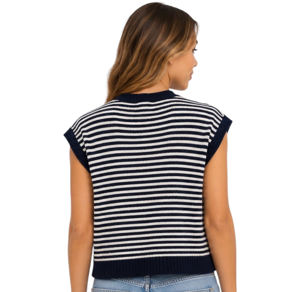 Navy Striped Sweater Vest