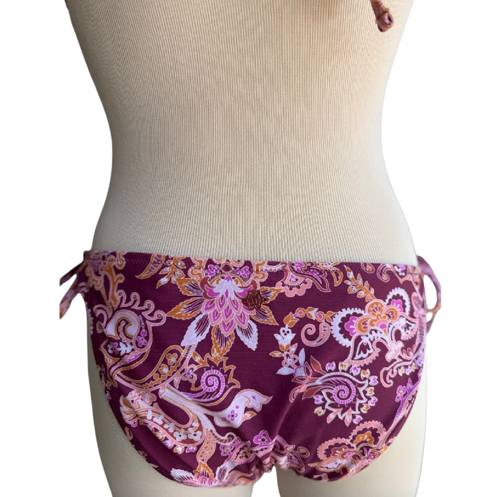 Nanette Lepore Burgundy Floral Two-Piece Bikini Size 8-RF
