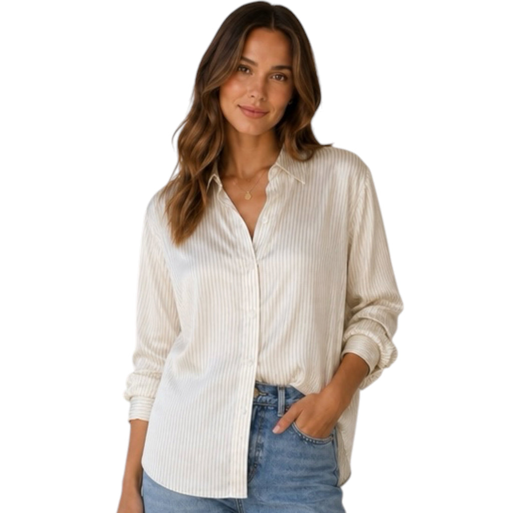 Light Olive Striped Button Up Shirt
