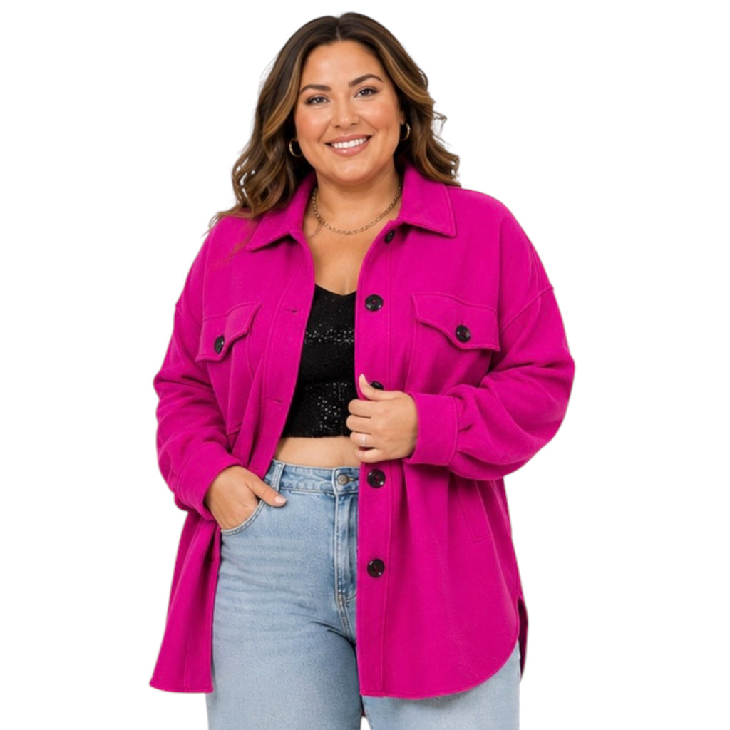 Plus Fuchsia Long Shacket