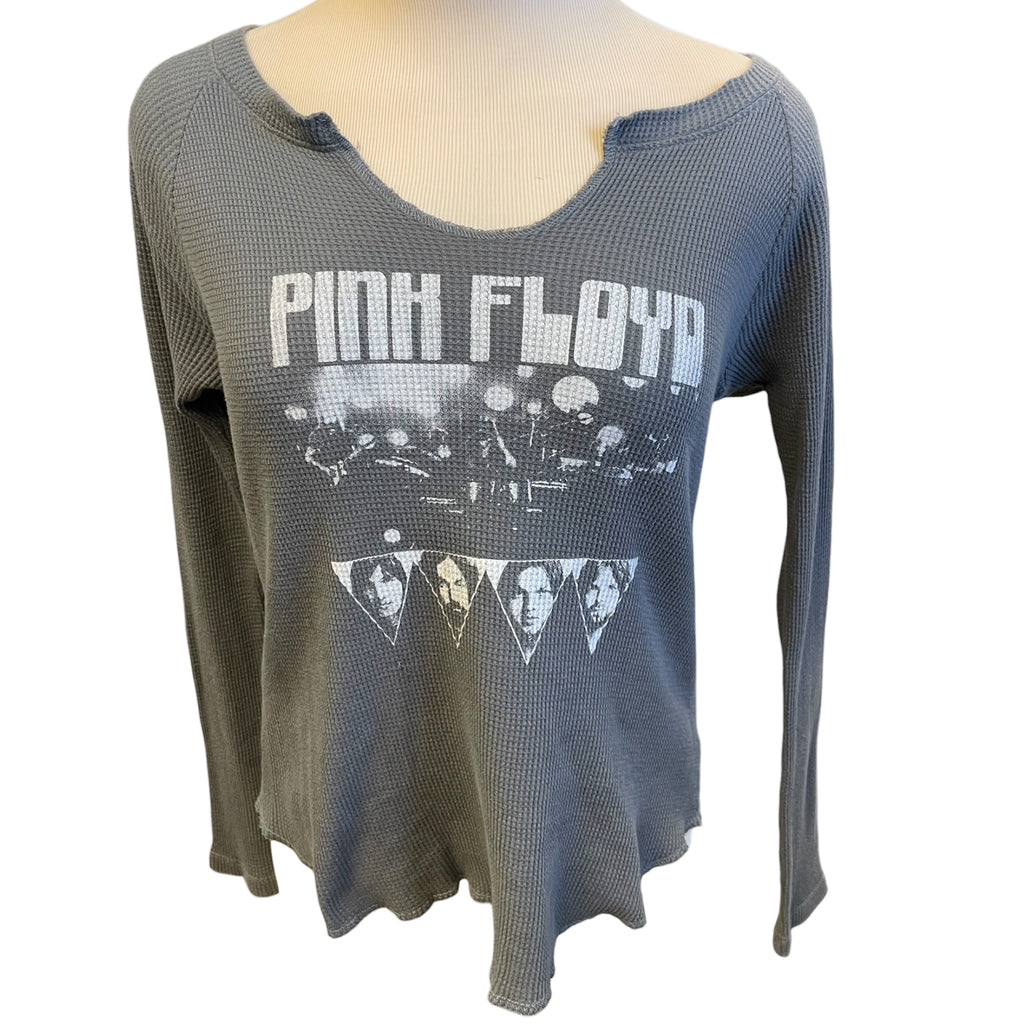 Knit Riot Grey Waffle Knit Long Sleeve Graphic Top Size S - RF