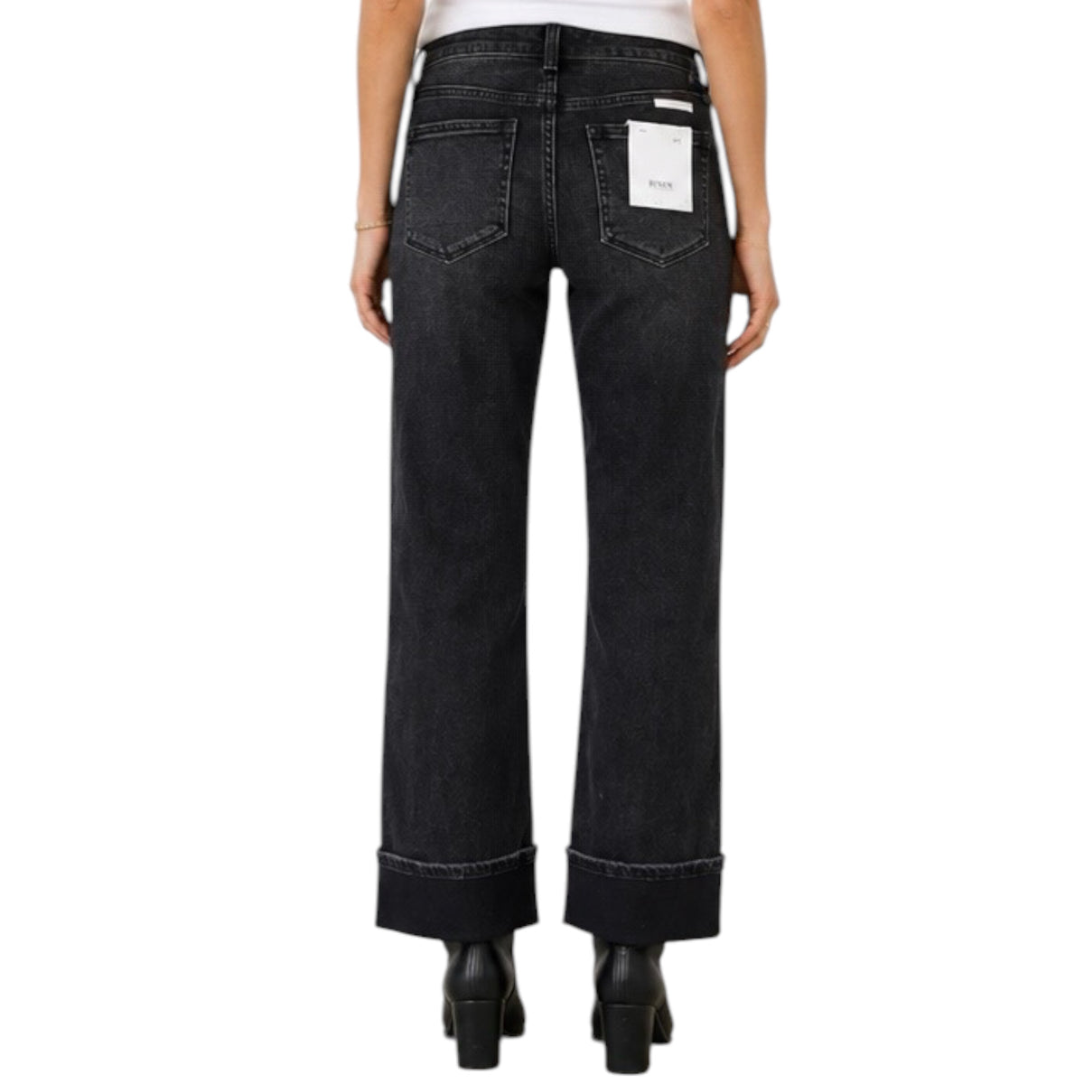 Vervet T6683BK Black Low Rise Baggy Wide Leg Jeans
