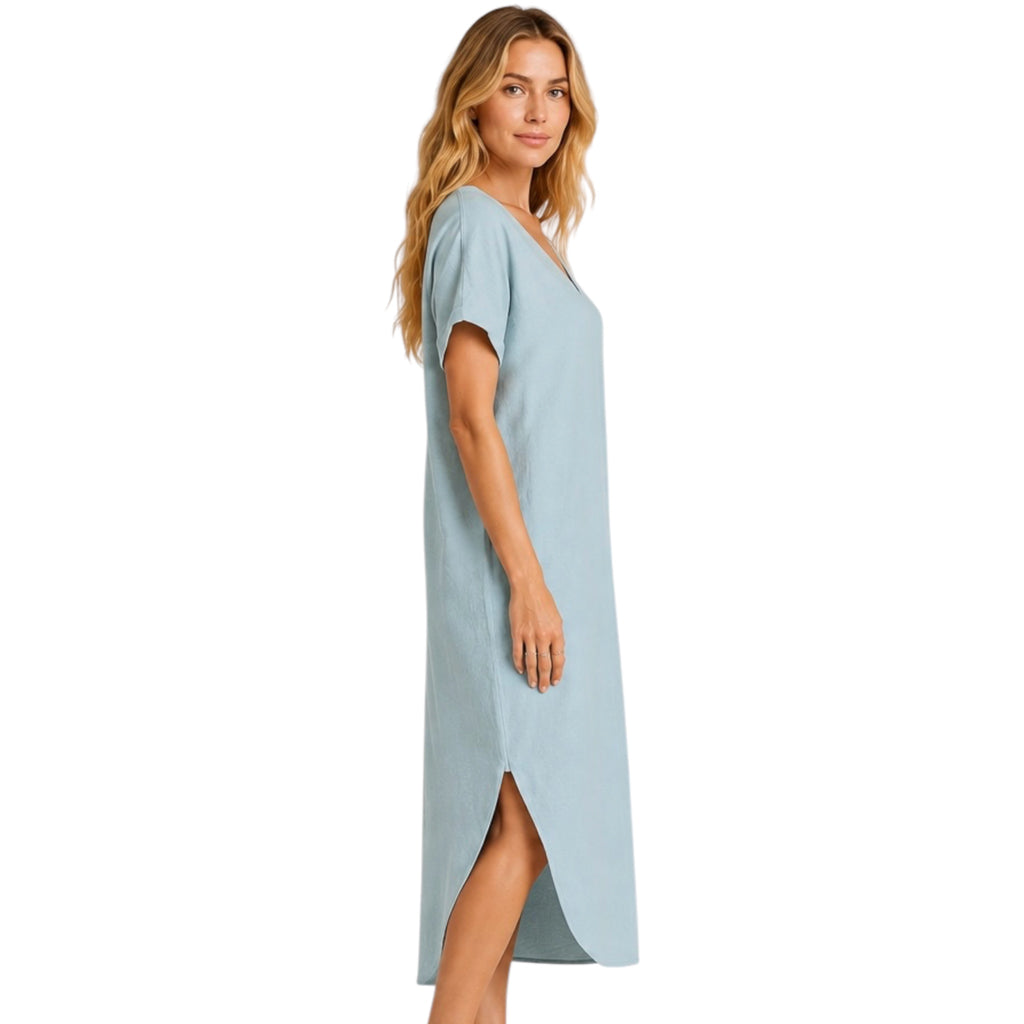 Z Supply Leia Slub Midi Dress Light Turquoise
