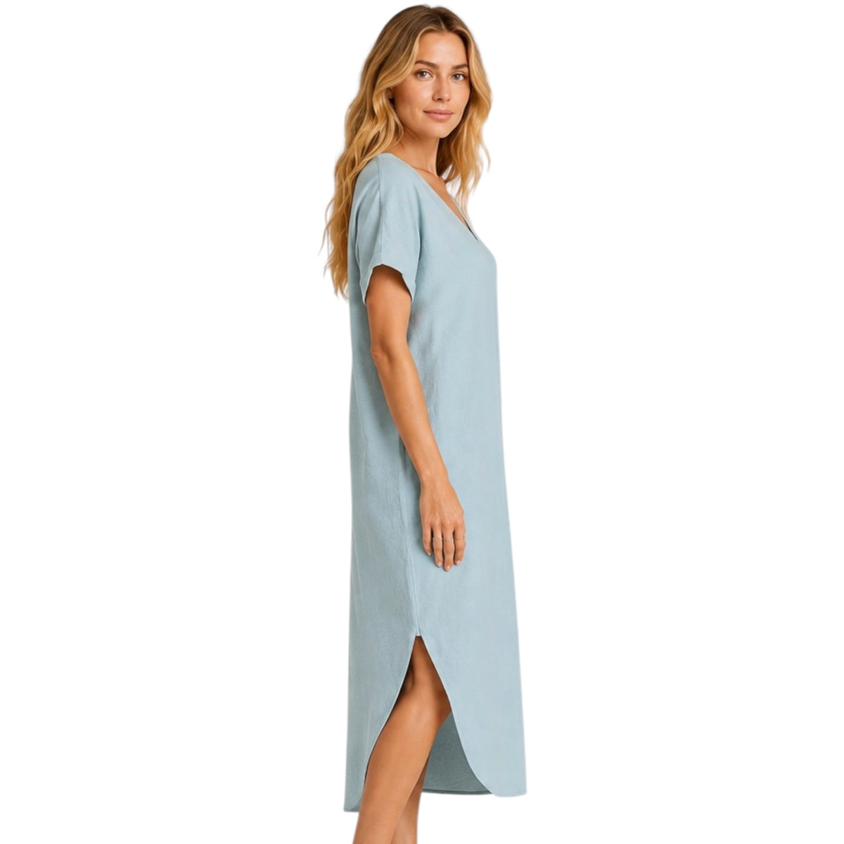 Z Supply Leia Slub Midi Dress Light Turquoise