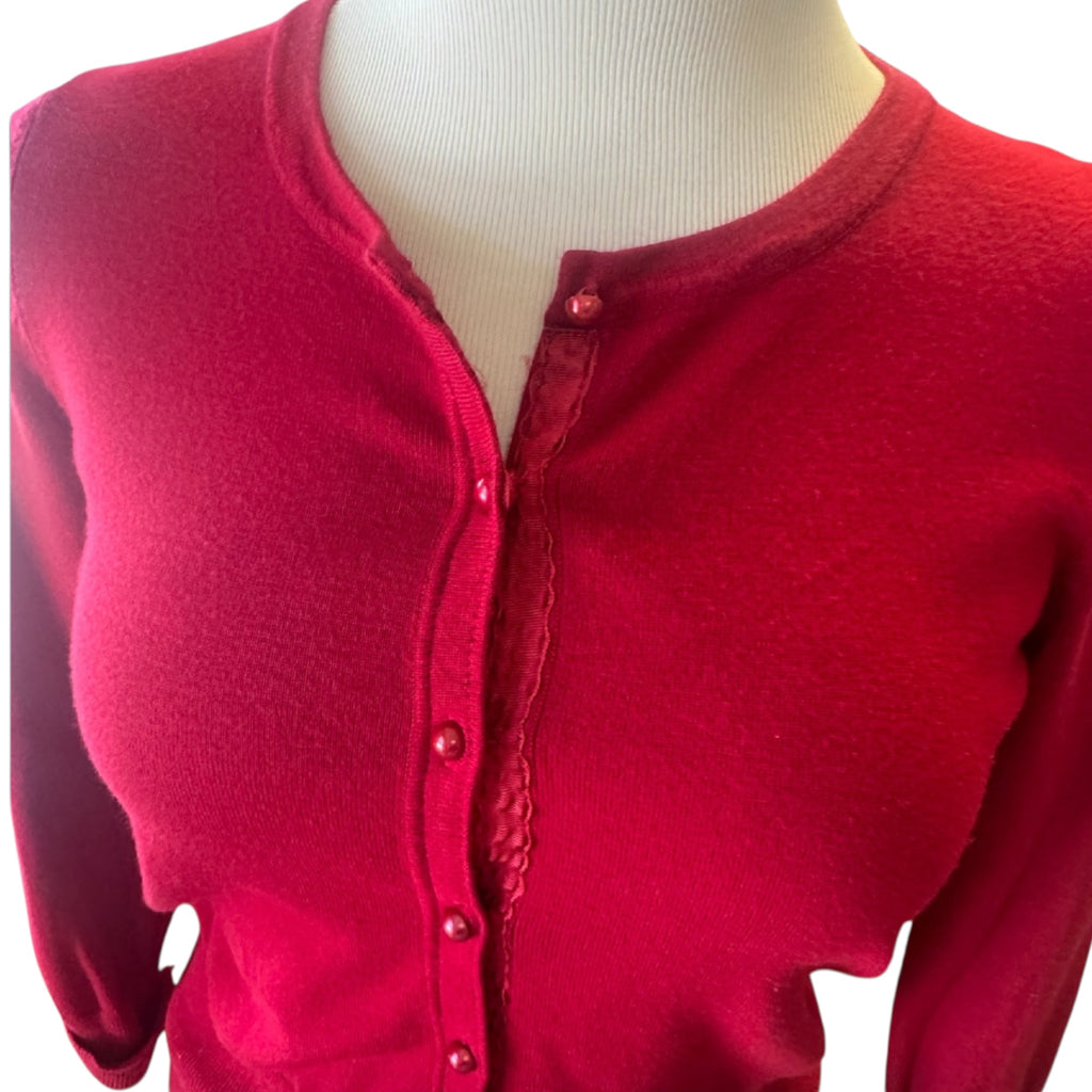 Maurices Red Button Front Cropped Cardigan Size M - RF