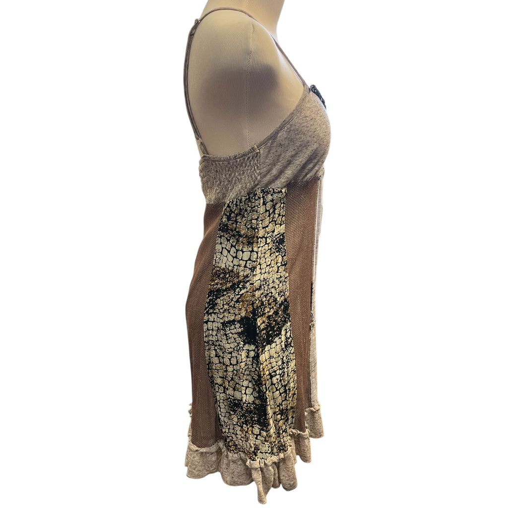 Forla Paris Brown Multi-Pattern Mini Dress Size M - RF