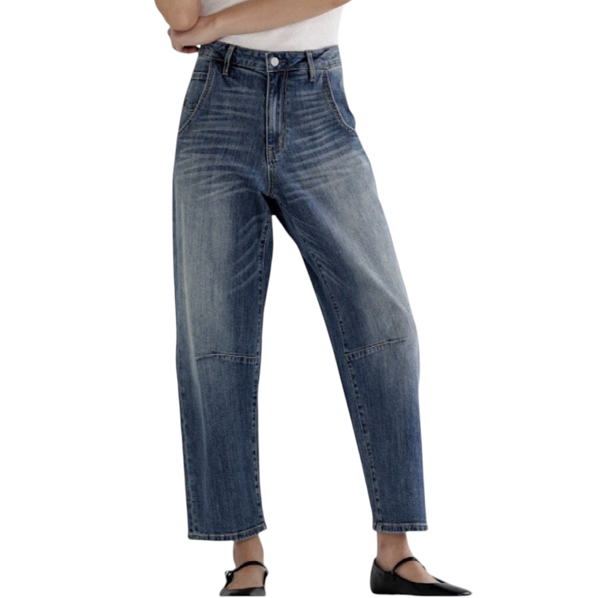 MICA MDP-W3227 S/H Navy Barrel-Leg Jean