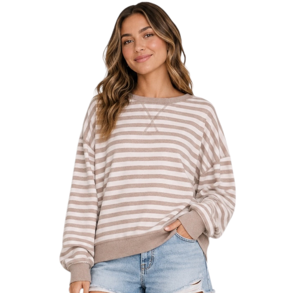 Z Supply The Everyday Striped Crew Heather Ash