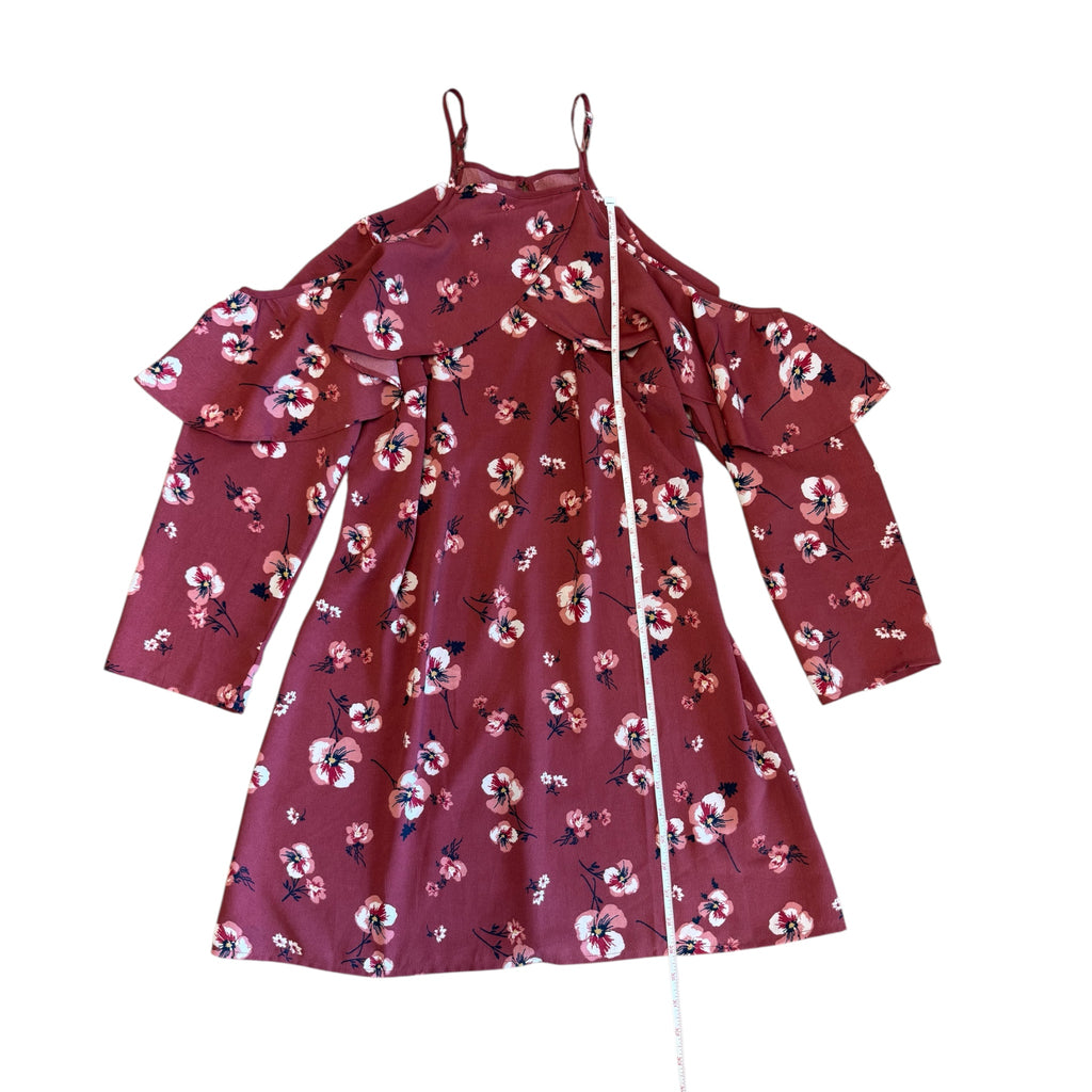 Russet Pink Floral Off Shoulder Dress Size Medium- RF