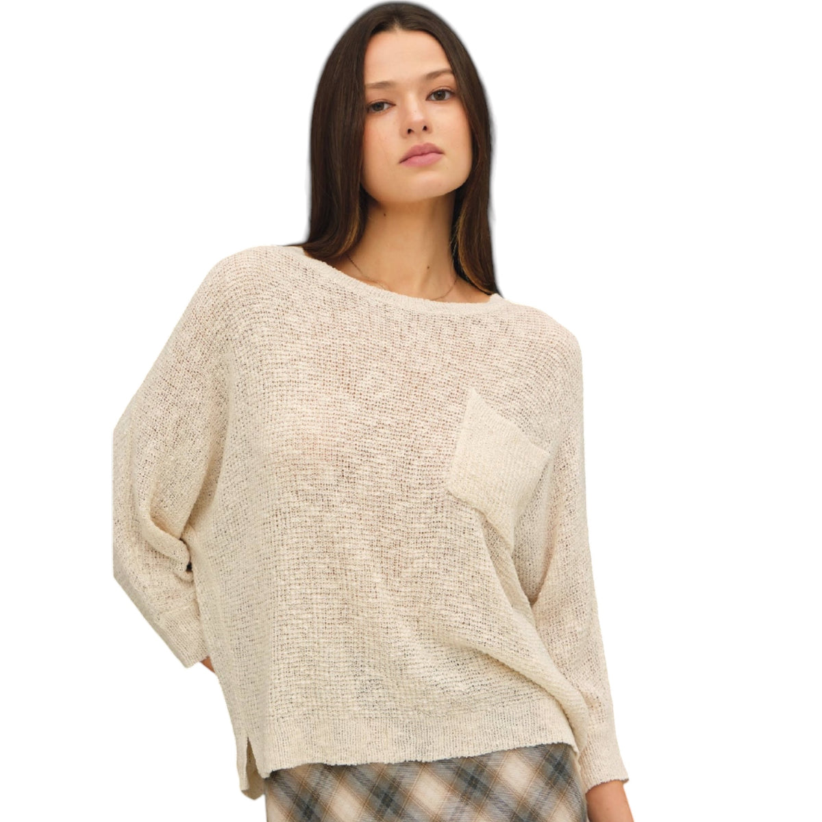 Cream Dolman Long Sleeve Knit Sweater