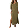 Camryn Scoop Neck Dress with Side Slits & Pockets