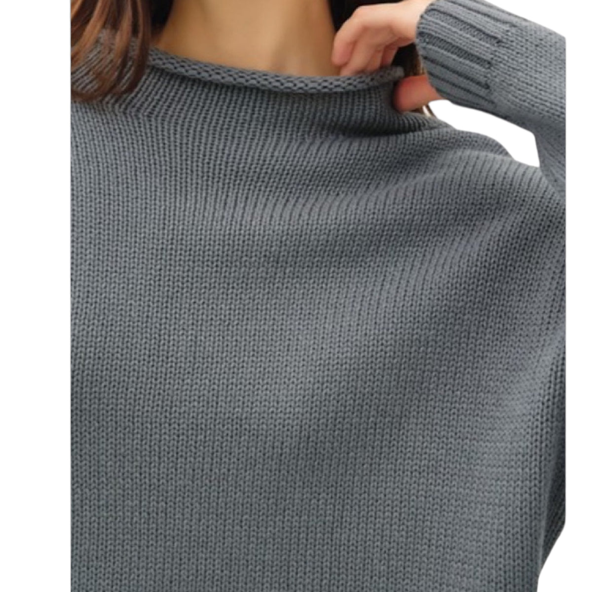 Steel Blue Knit Drop Shoulder Sweater
