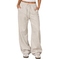 White Melange Relaxed Wide Leg Sweatpants