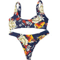 Zaful Navy Floral Two-Piece Bikini Set Size M-RF