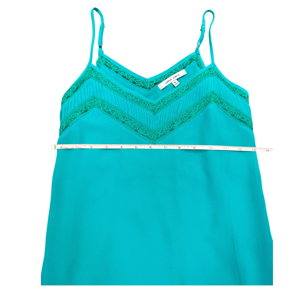 Naked Zebra Seafoam Lace Tank Top Size Small - RF