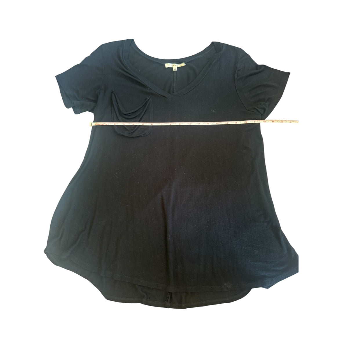 Andrea By Unit Black Basic Tee with Chest Pocket Size S-RF