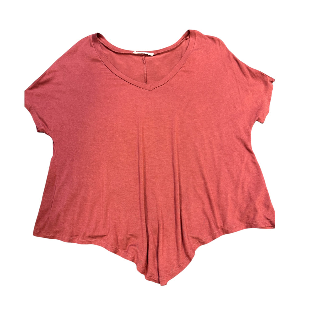 Double Zero Rust Basic Tee with V Hem Line Size Small-RF