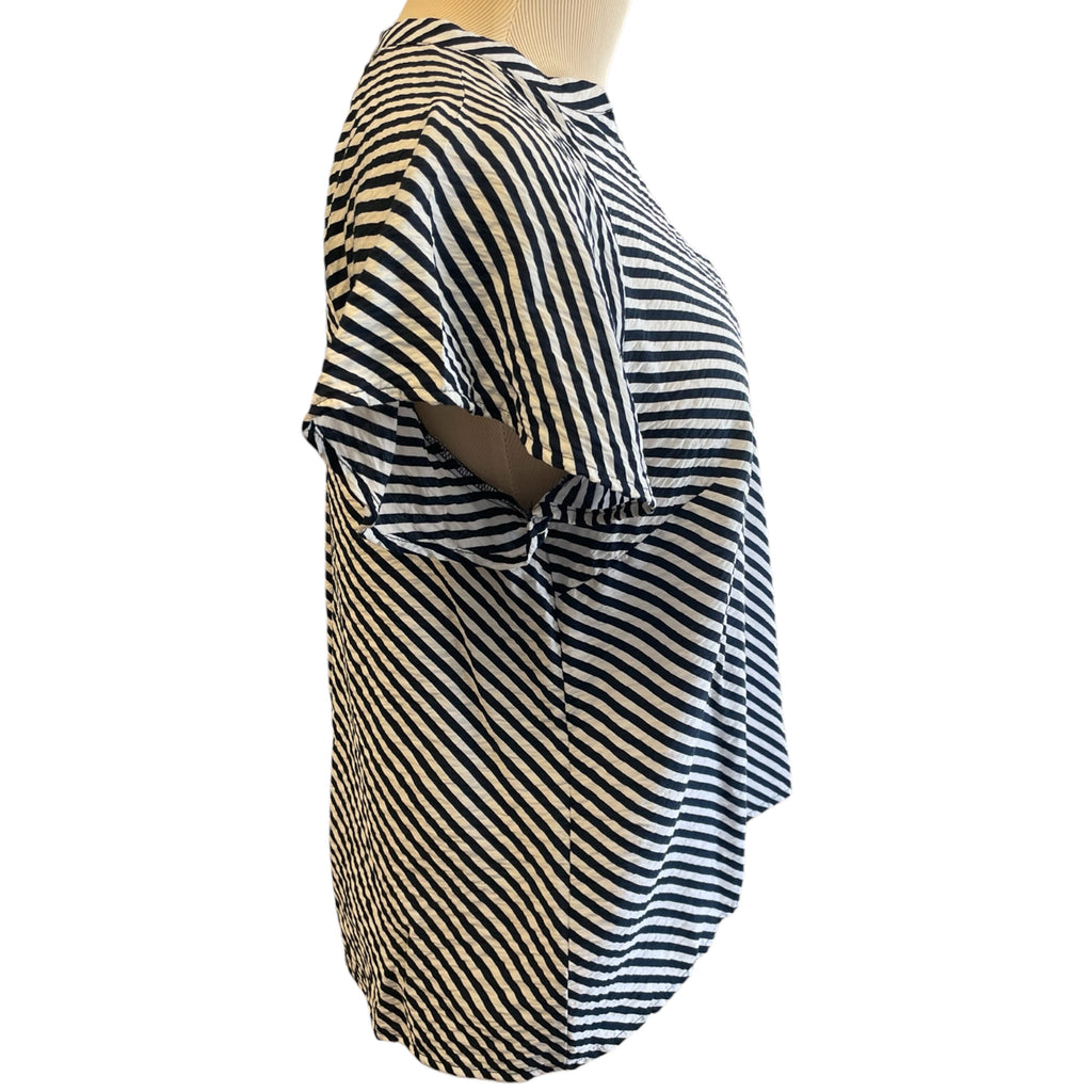 Liz Claiborne Navy & White Striped Button Front Blouse Size S - RF