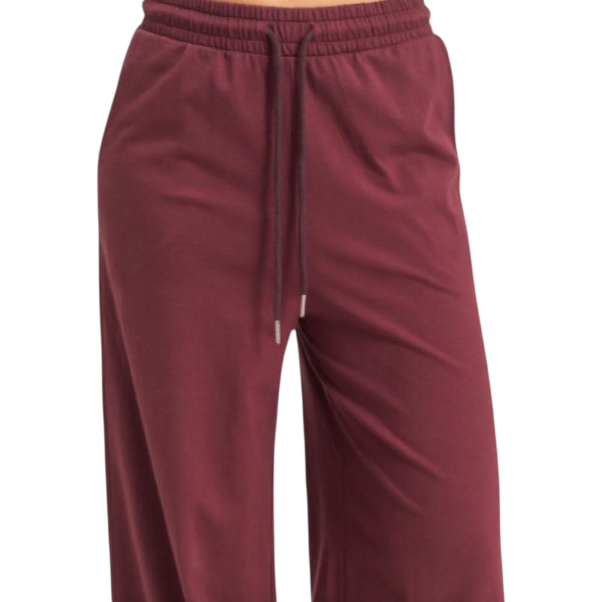Dark Cherry Cotton Wide Leg Pants