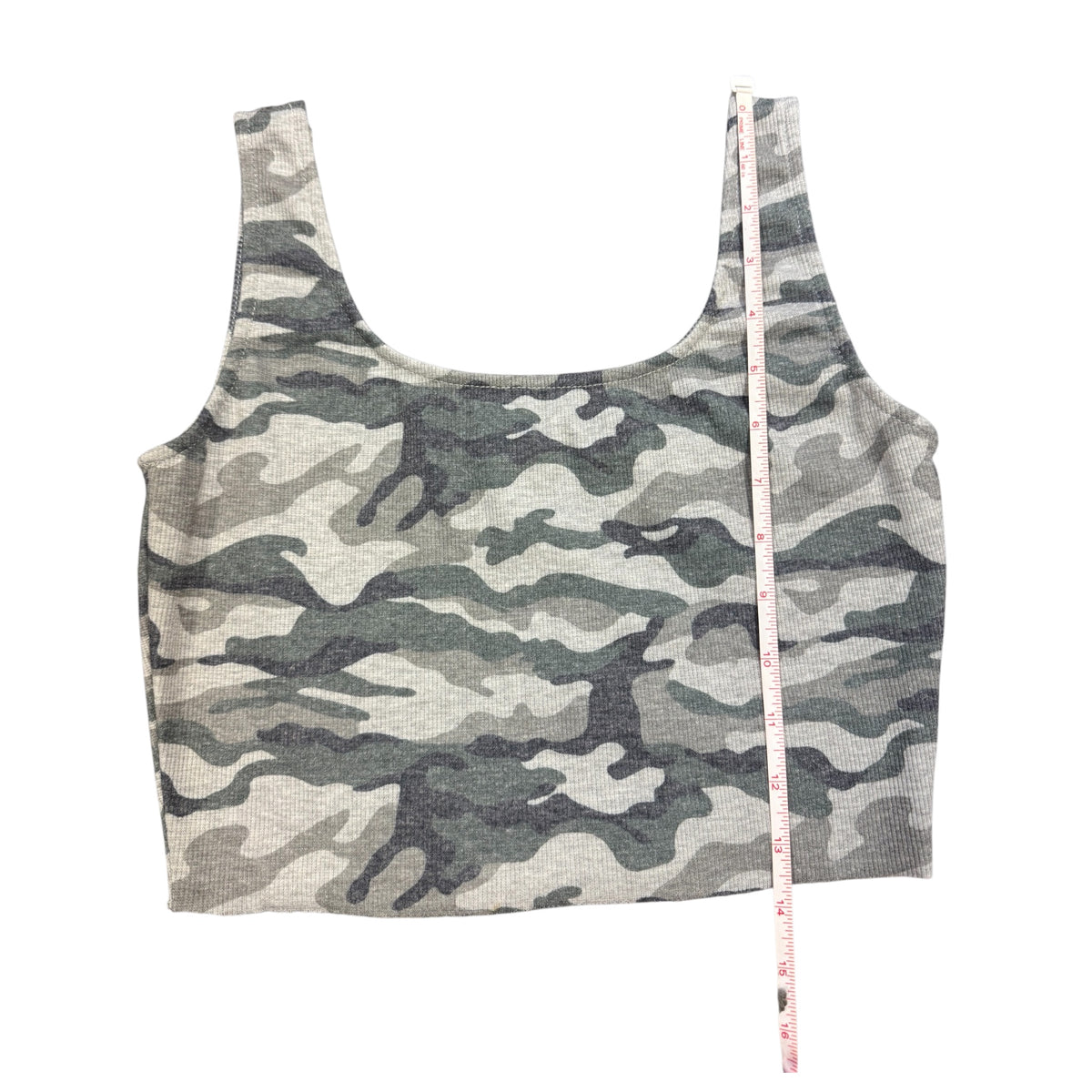 She + Sky Green Camo Cropped Tank Size Small -RF