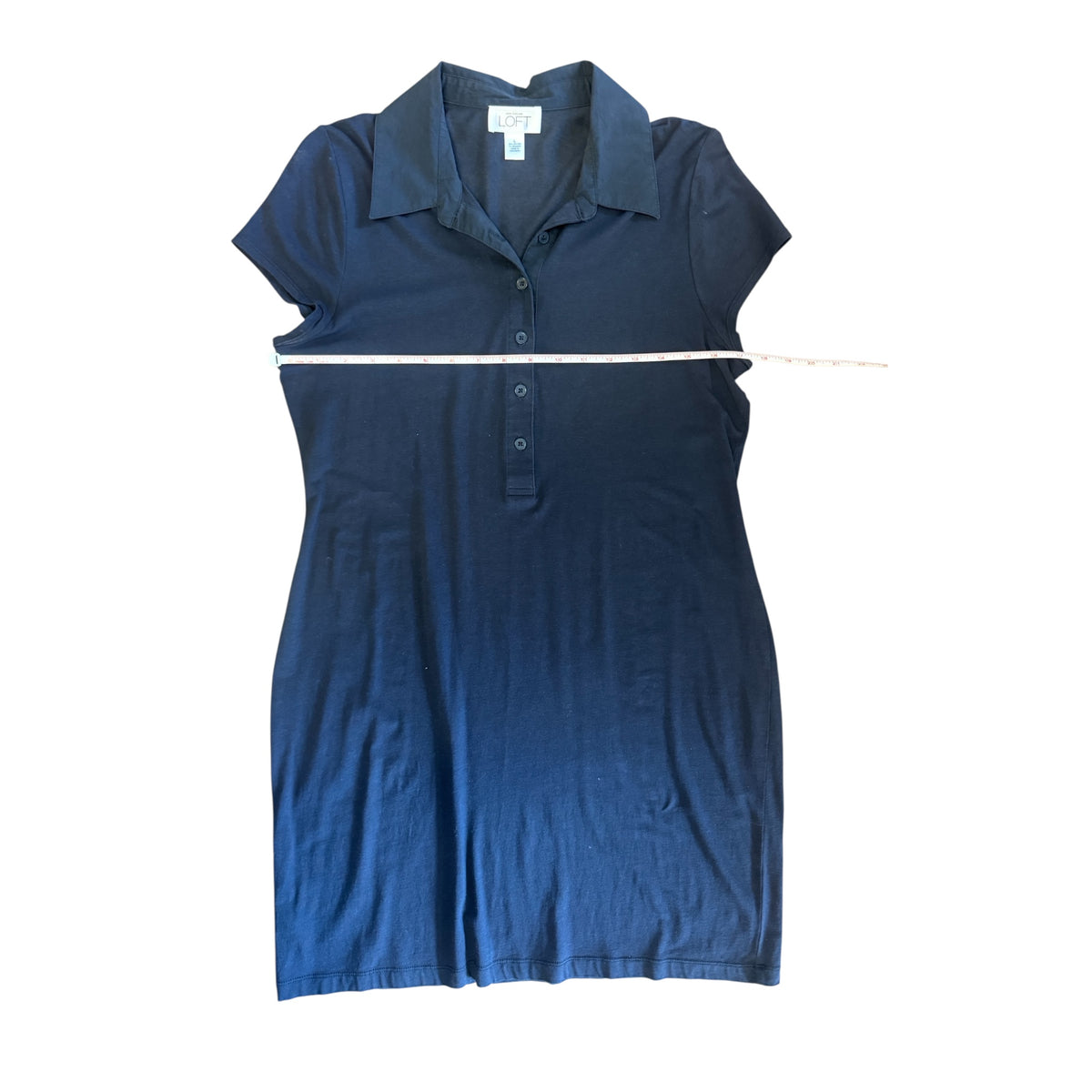 LOFT Black Ultra Soft 1/4 Button Collared Dress Size Large-RF